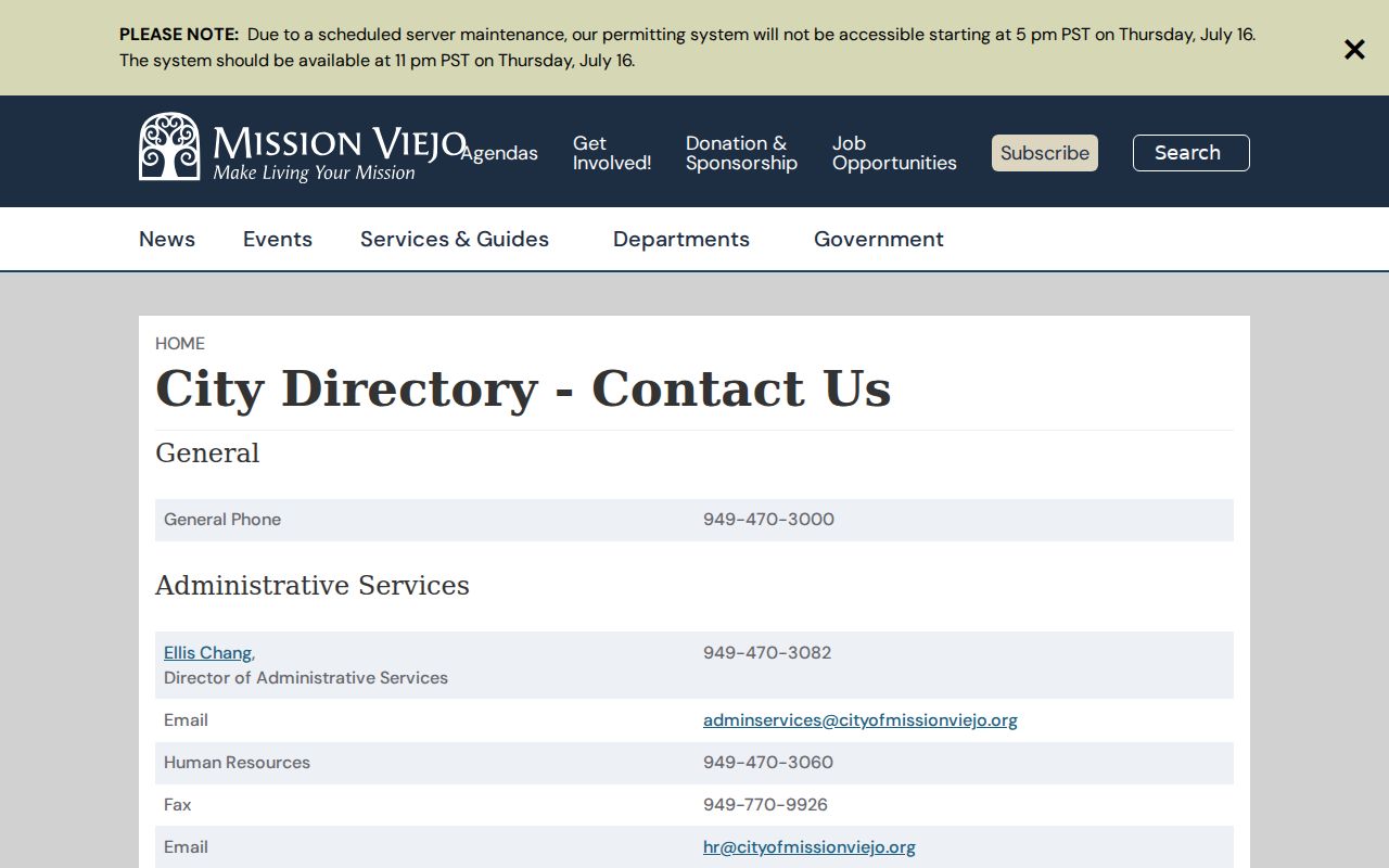 Mission Viejo people search in the official city directory