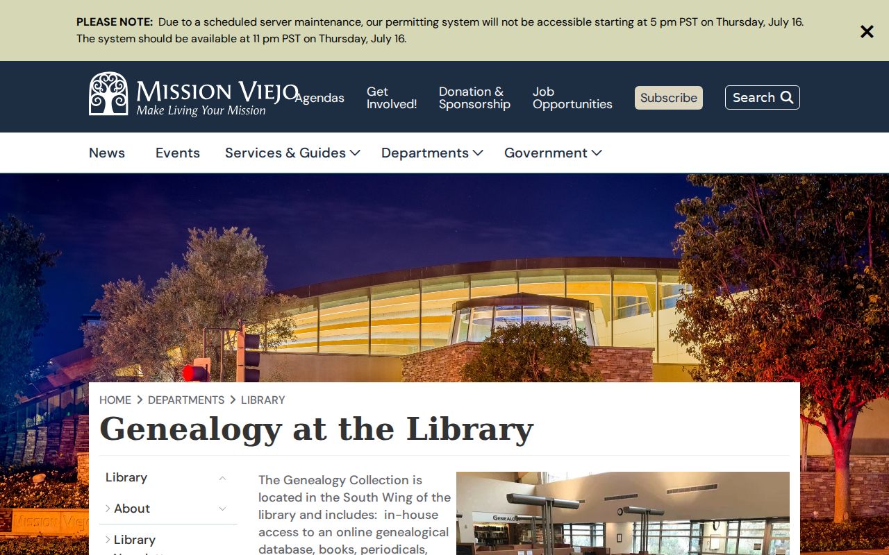 Mission Viejo people search with library genealogy resources