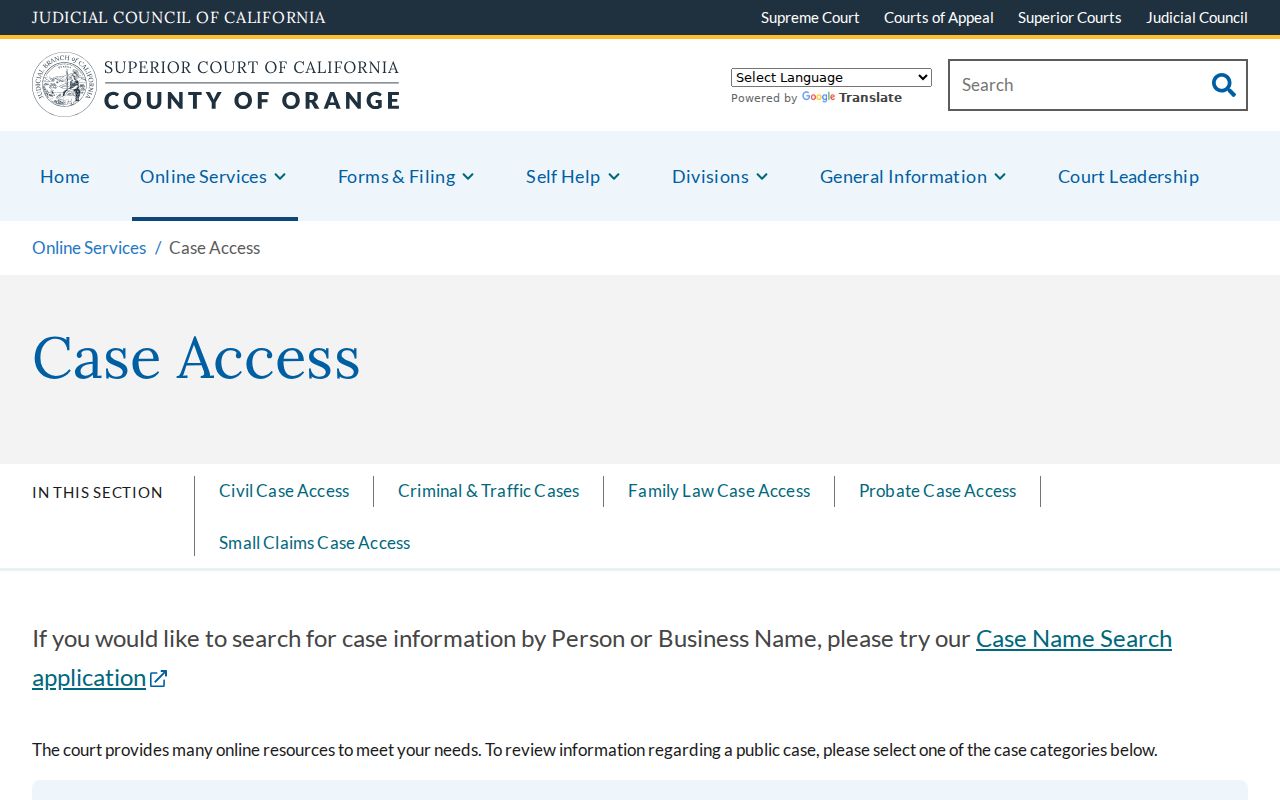Mission Viejo people search through Orange County court case access